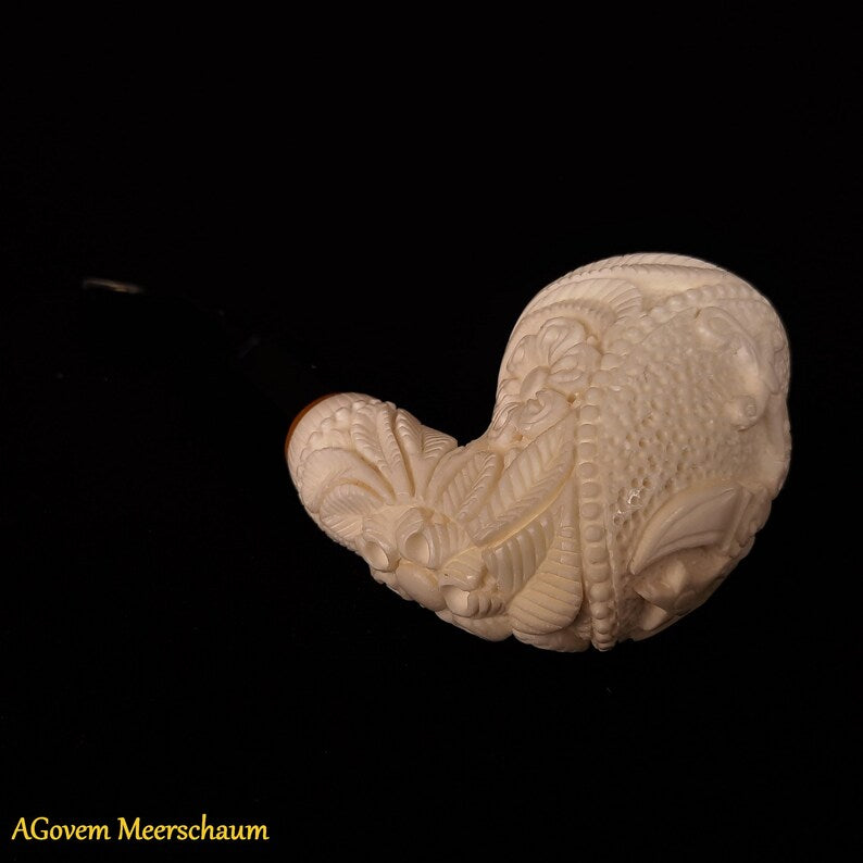 Shriners Meerschaum Pipe - Handmade Beewax With Fitter Hard Case - Bricks Masons