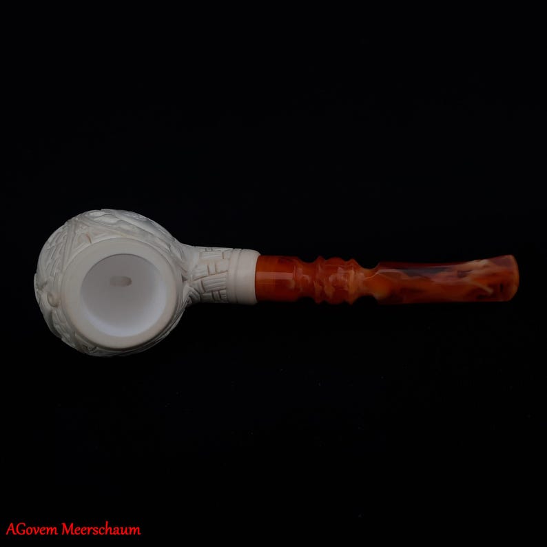Master Mason Blue Lodge Meerschaum Pipe - Handmade With Square & Compass - Bricks Masons