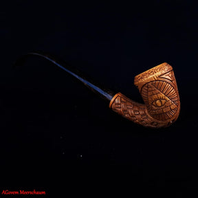 Eye of Providence Meerschaum Pipe - Handmade Eye & Sun Emblem - Bricks Masons