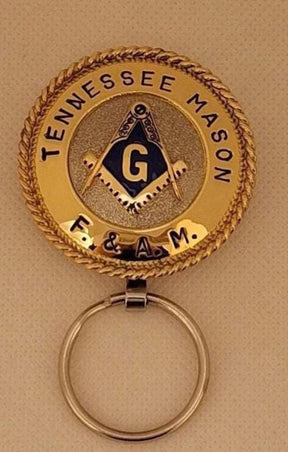 Master Mason Blue Lodge Keychain - Tennessee Mason F & A.M Square & Compass G - Bricks Masons