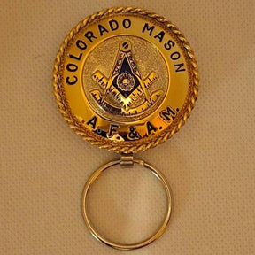 Past Master Blue Lodge Keychain - Handcrafted Colorado Mason Square & Compass with Quadrant - Bricks Masons