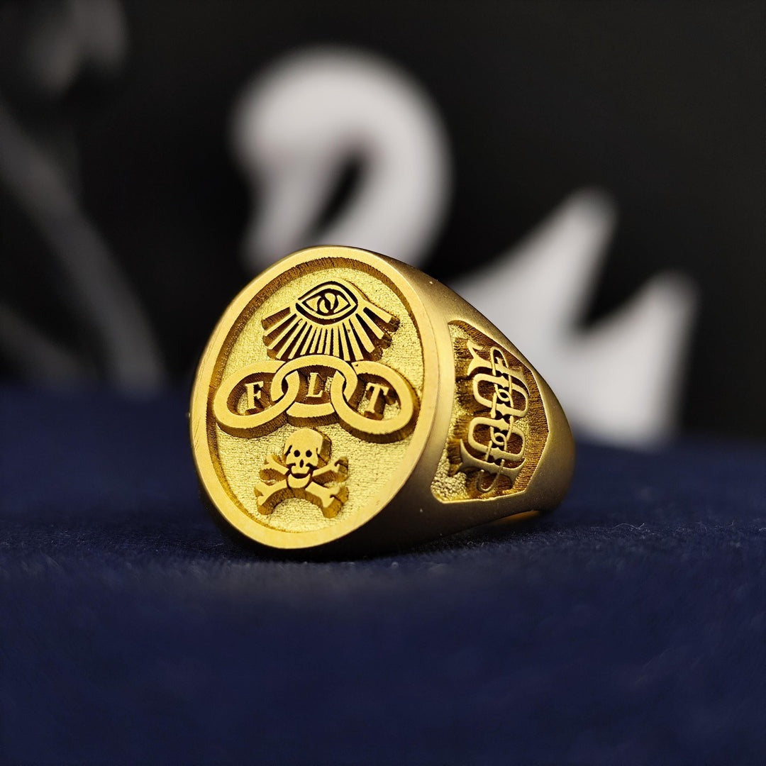 Order of Odd Fellows Ring - Gold Engraved With Various Sizes & Materials - Bricks Masons