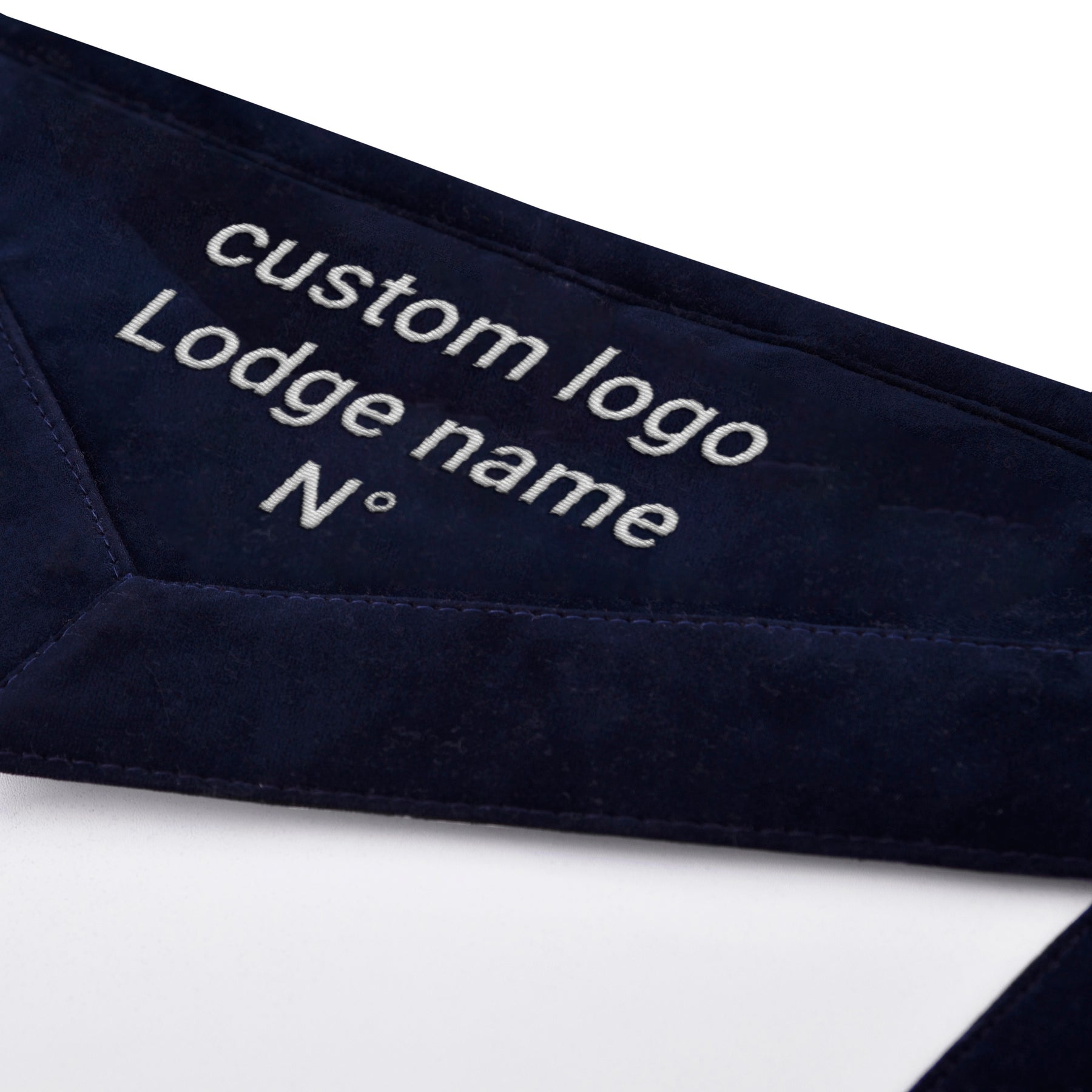 Junior Deacon Blue Lodge Officer Apron - Navy Velvet With Silver Embroidery Thread - Bricks Masons
