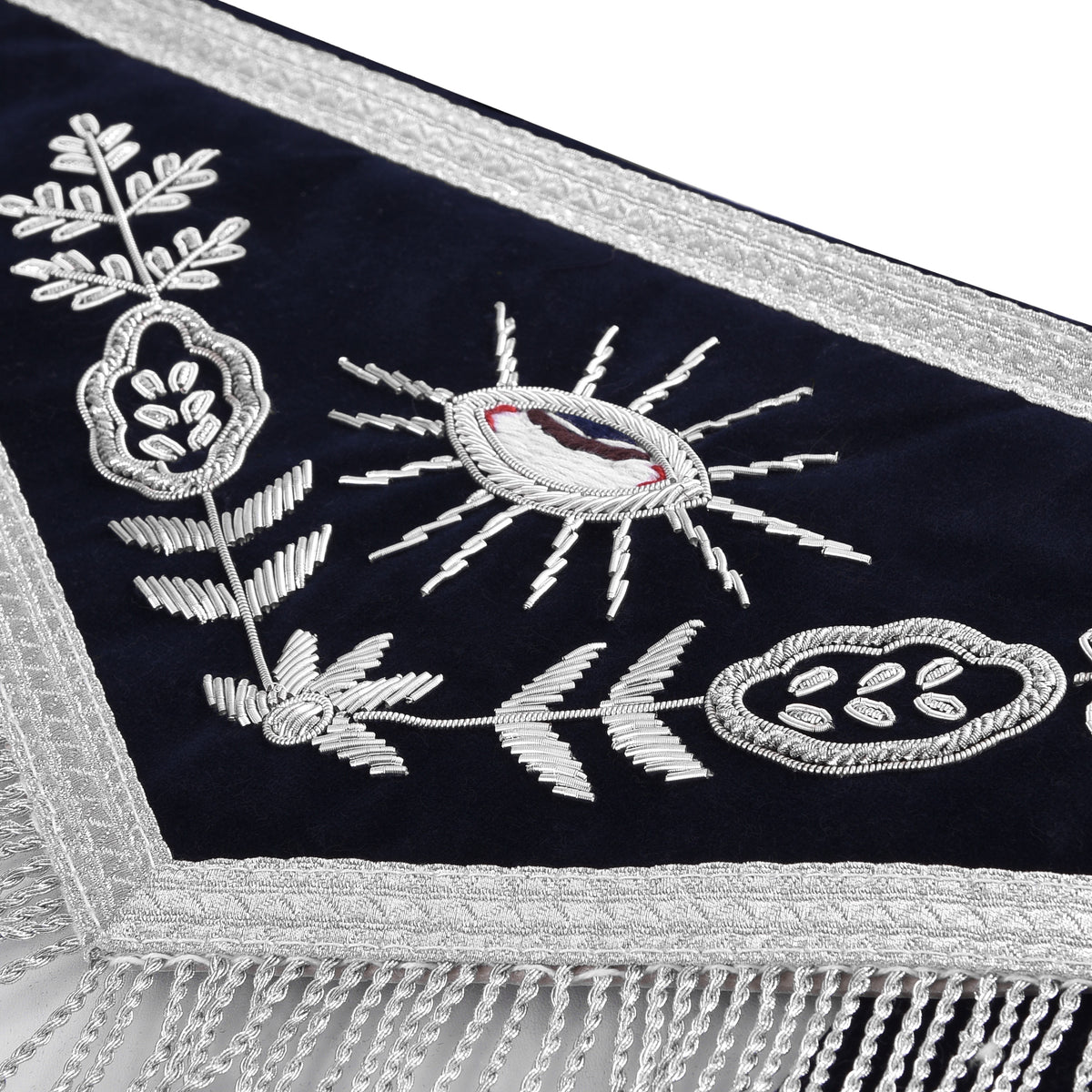Junior Steward Blue Lodge Officer Apron - Blue With Silver Fringe - Bricks Masons