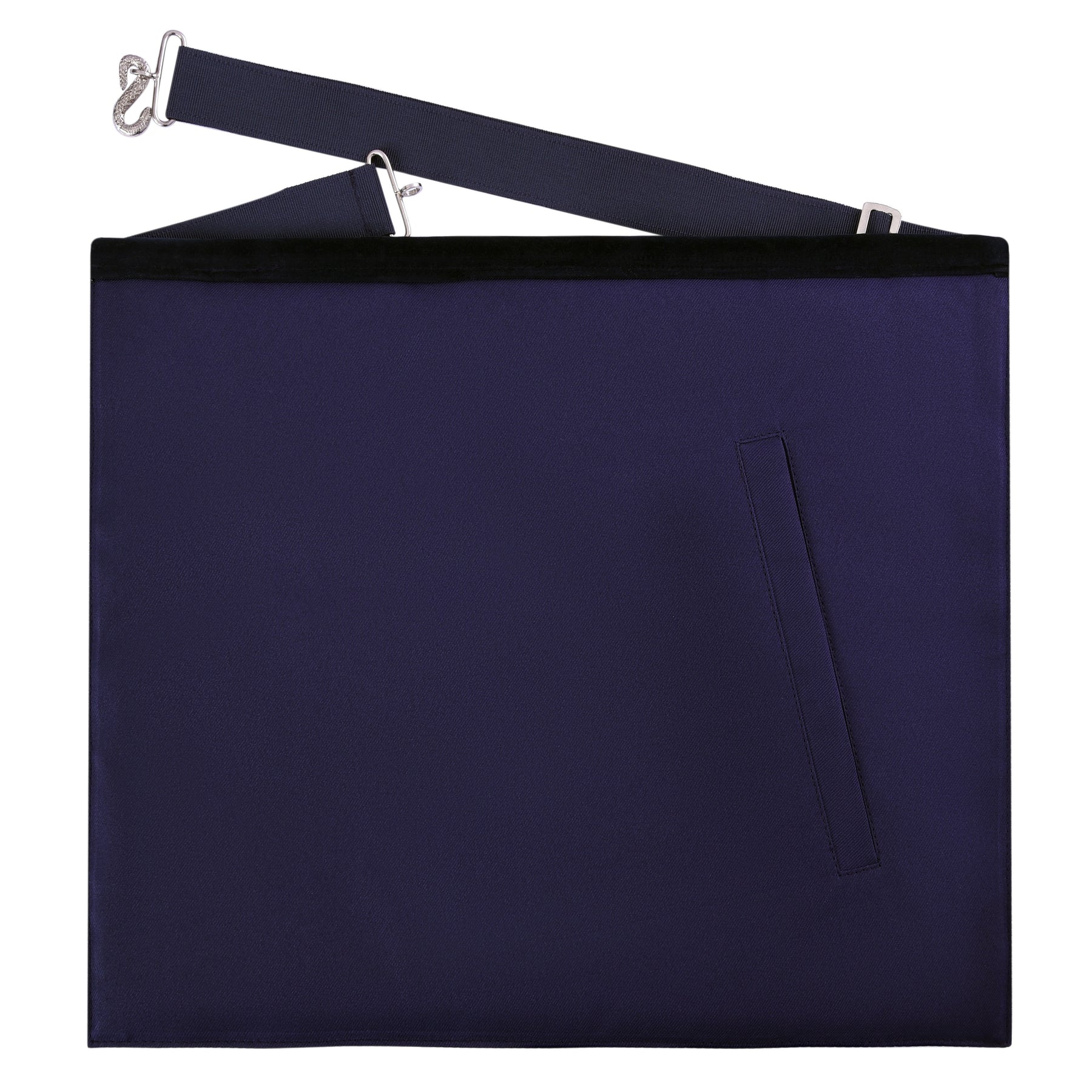 Junior Warden Blue Lodge Officer Apron - Kenton Lodge Navy Velvet With Silver Embroidery Thread - Bricks Masons