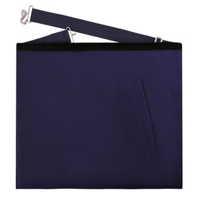 Junior Warden Blue Lodge Officer Apron - Kenton Lodge Navy Velvet With Silver Embroidery Thread - Bricks Masons