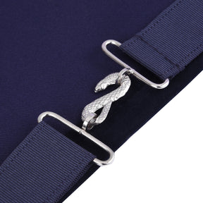 Junior Warden Blue Lodge Officer Apron - Kenton Lodge Navy Velvet With Silver Embroidery Thread - Bricks Masons