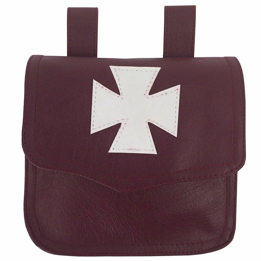 Knights Templar Commandery Alms Bag - Brown Leather - Bricks Masons