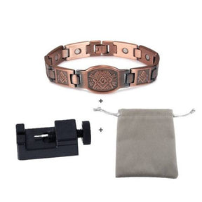 Knights Templar Bracelet - Square and Compass G/Cross Copper Magnetic - Bricks Masons
