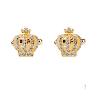 Knights Templar Cufflink - Crown Cross Rhinestone Various Colors - Bricks Masons