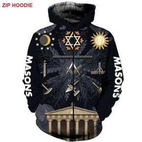 Knights Templar Hoodie - Autumn and Winter 3D Printed - Bricks Masons