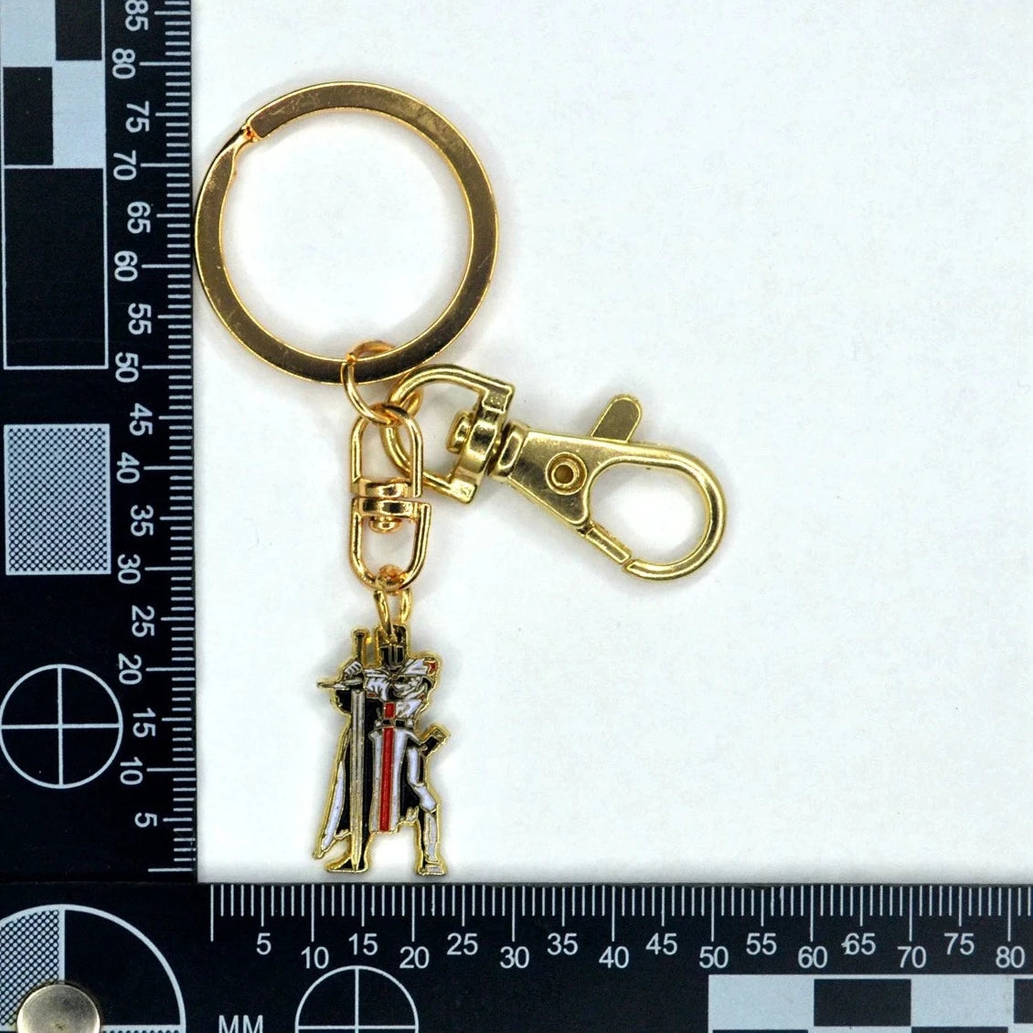 Knights Templar Keychain - Gold Plated Chain And Pendant - Bricks Masons