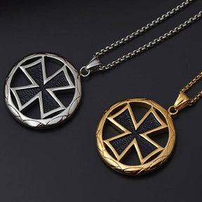 Knights Templar Commandery Necklace - Golden Vintage Cross - Bricks Masons