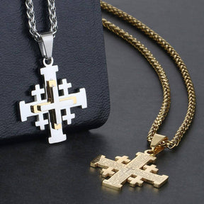 Knights Templar Necklace - Jerusalem Cross Pendant - Bricks Masons