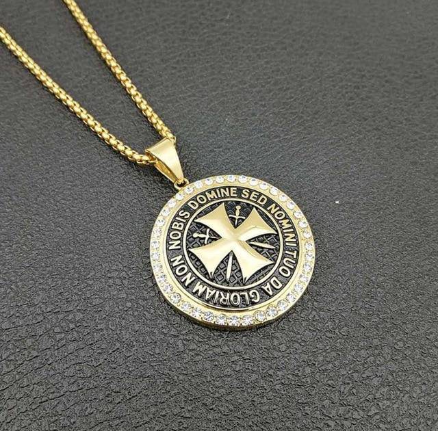 Knights Templar Necklace - Non Nobis Domine Sed Nomini Tuo Da Gloriam - Bricks Masons