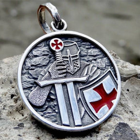 Knights Templar Necklace - Shield Cross - Bricks Masons