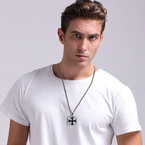 Knights Templar Commandery Necklace - Vintage Iron Cross - Bricks Masons