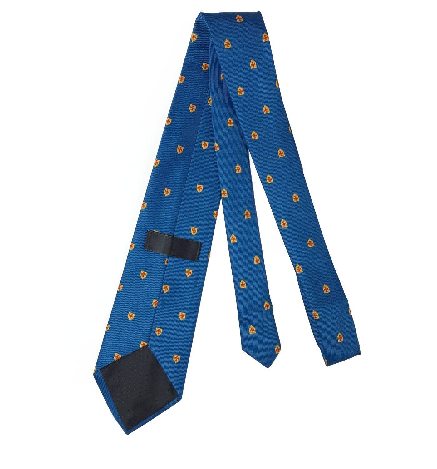 Knights Templar Commandery Necktie - Blue Machine Embroidery - Bricks Masons