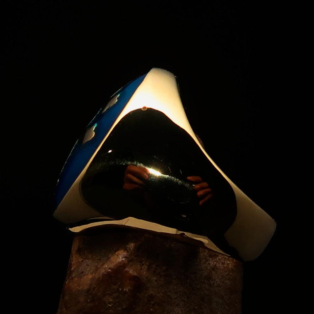 Knights Templar Ring - Blue Brass Lorraine Cross - Bricks Masons