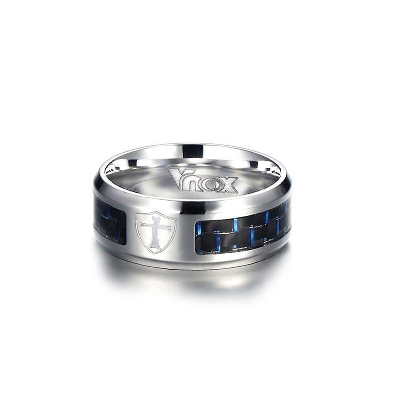 Knights Templar Ring - Shield Cross Black Blue Band - Bricks Masons