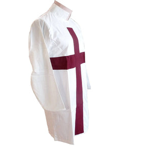 Knights Templar English Regulation Tunic -  Maroon Cross & White - Bricks Masons