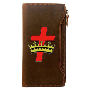 Knights Templar Wallet - Genuine Brown Leather - Bricks Masons
