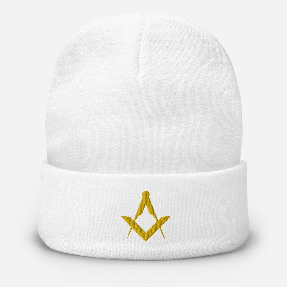 Master Mason Blue Lodge Beanie - Square and Compass Golden Embroidery