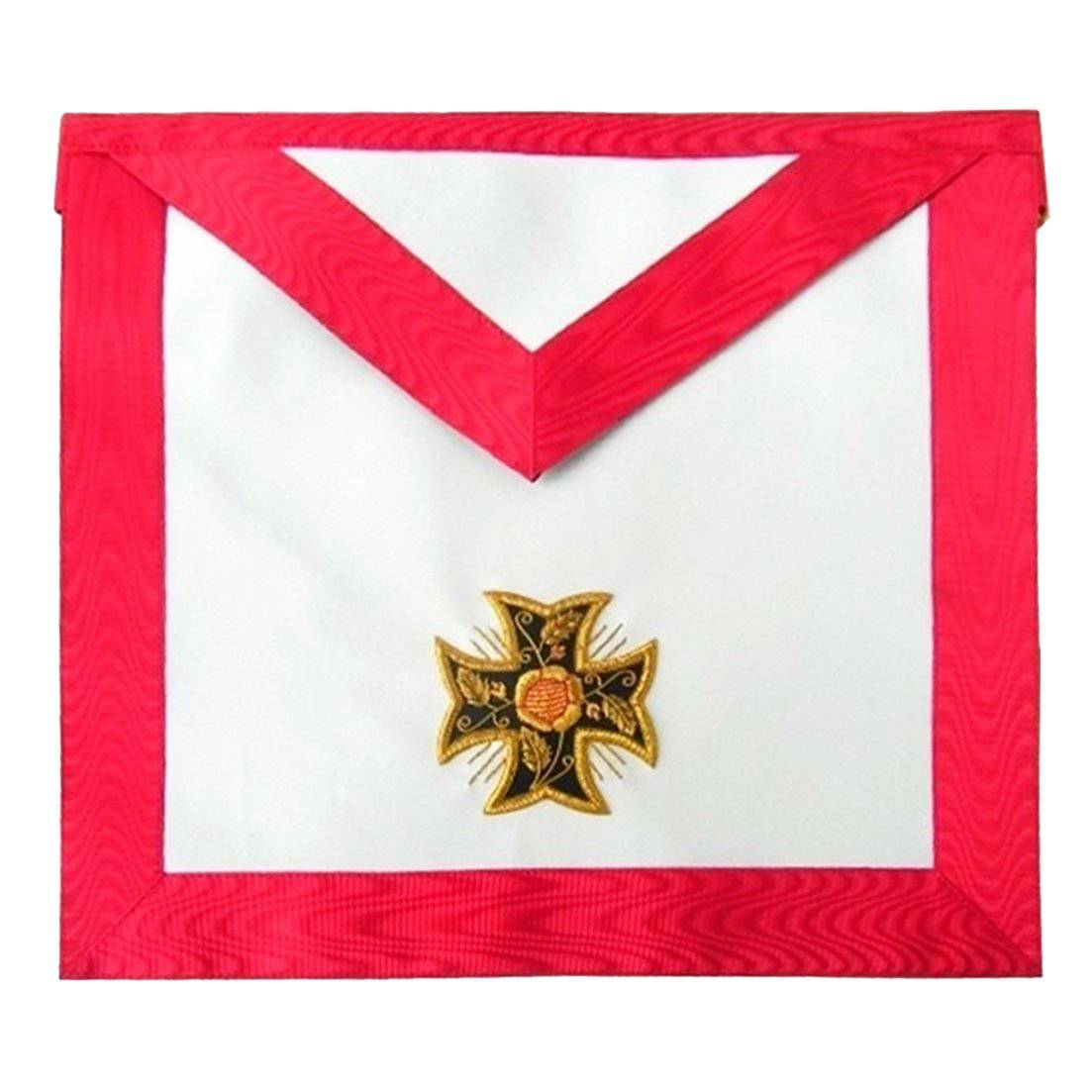 18th Degree Scottish Rite Apron - White & Red Moire with Patted Templar Cross