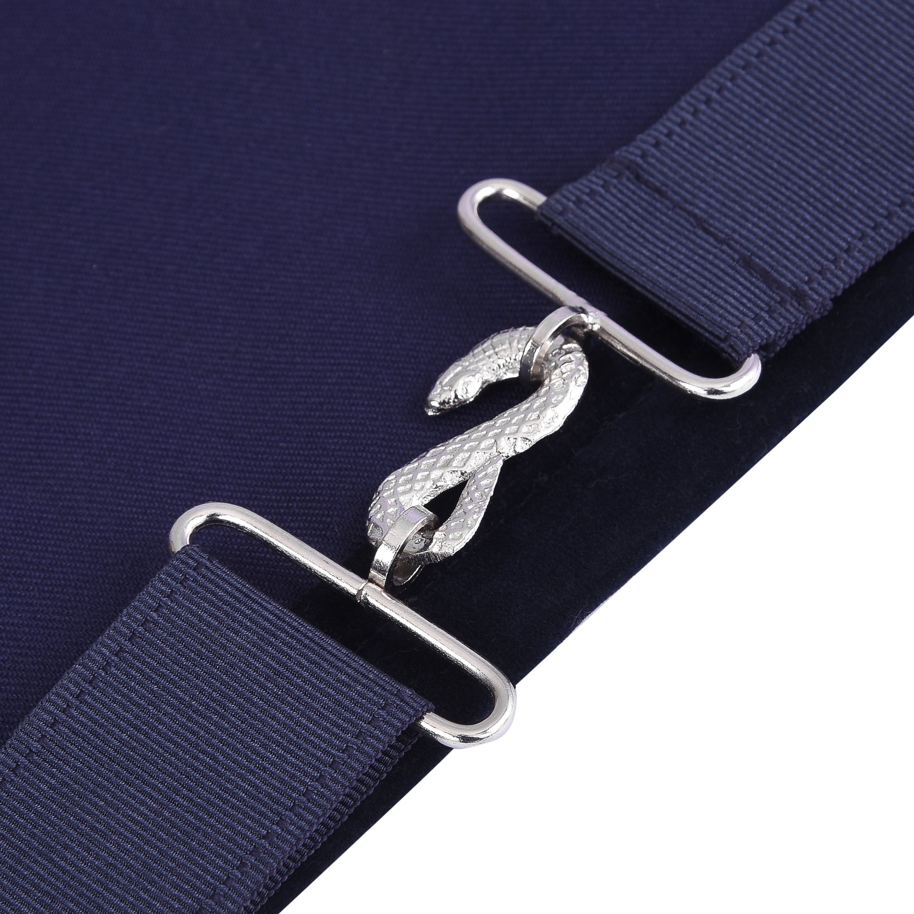 Marshal Blue Lodge Officer Apron -  Navy Velvet With Silver Embroidery Thread - Bricks Masons