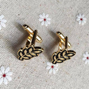 Masonic Cufflink - Sprig of Acacia Hiram Abiff Leaf - Bricks Masons