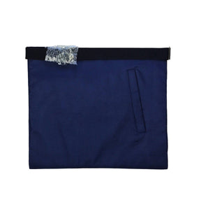 Master Mason Blue Lodge Apron - Navy Blue & White Silk Threads Hand Embroidery - Bricks Masons