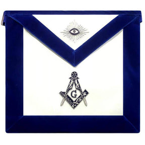 Master Mason Blue Lodge Apron - Royal Blue Silver Embroidery - Bricks Masons