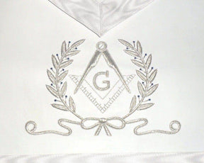 Master Mason Blue Lodge Apron - White Hand Embroidered - Bricks Masons