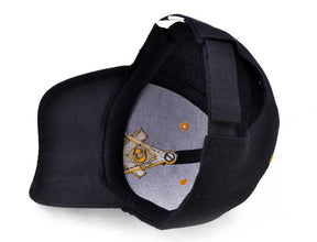 Master Mason Blue Lodge Baseball Cap - Black with Golden Embroidery - Bricks Masons