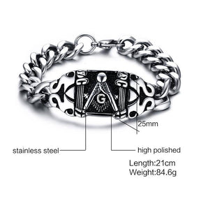 Master Mason Blue Lodge Bracelet - Biker Square and Compass - Bricks Masons
