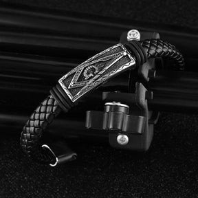 Master Mason Blue Lodge Bracelet - Leather Rope Chain - Bricks Masons