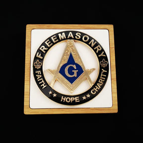Master Mason Blue Lodge Car Emblem - 3'' FAITH HOPE CHARITY - Bricks Masons