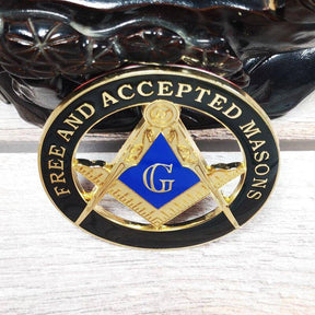 Master Mason Blue Lodge Car Emblem - 3'' FREE AND ACCEPTED MASONS Black Medallion - Bricks Masons