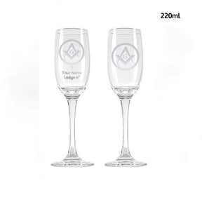 Master Mason Blue Lodge Champagne Flute - 2 Pieces Set - Bricks Masons