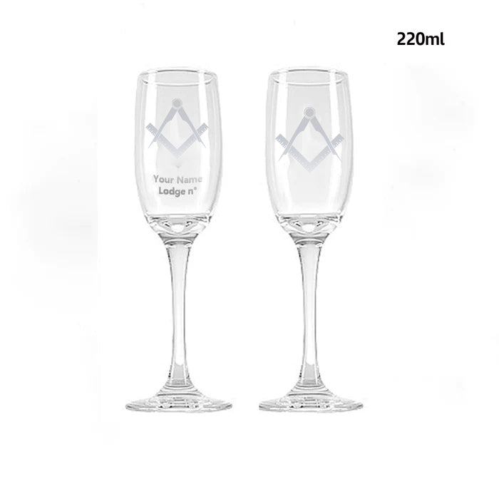 Master Mason Blue Lodge Champagne Flute - 2 Pieces Set - Bricks Masons