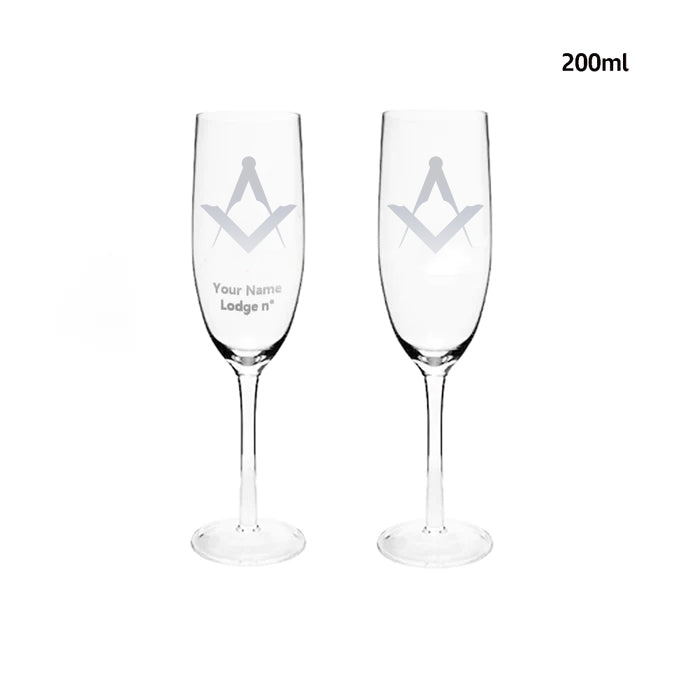 Master Mason Blue Lodge Champagne Flute - 2 Pieces Set - Bricks Masons