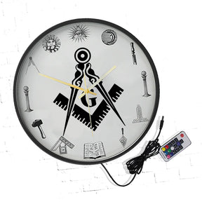 Master Mason Blue Lodge Clock - Frame with LED - Bricks Masons