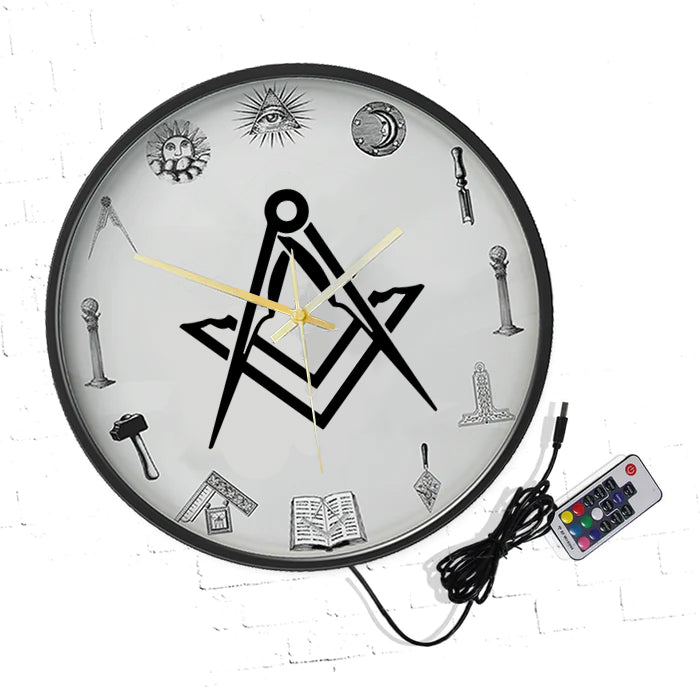 Master Mason Blue Lodge Clock - Frame with LED - Bricks Masons