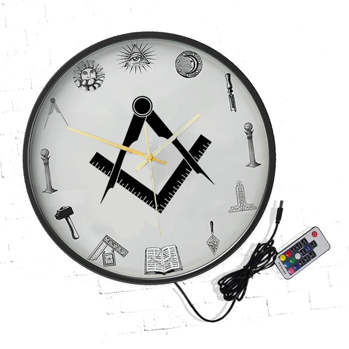 Master Mason Blue Lodge Clock - Frame with LED - Bricks Masons