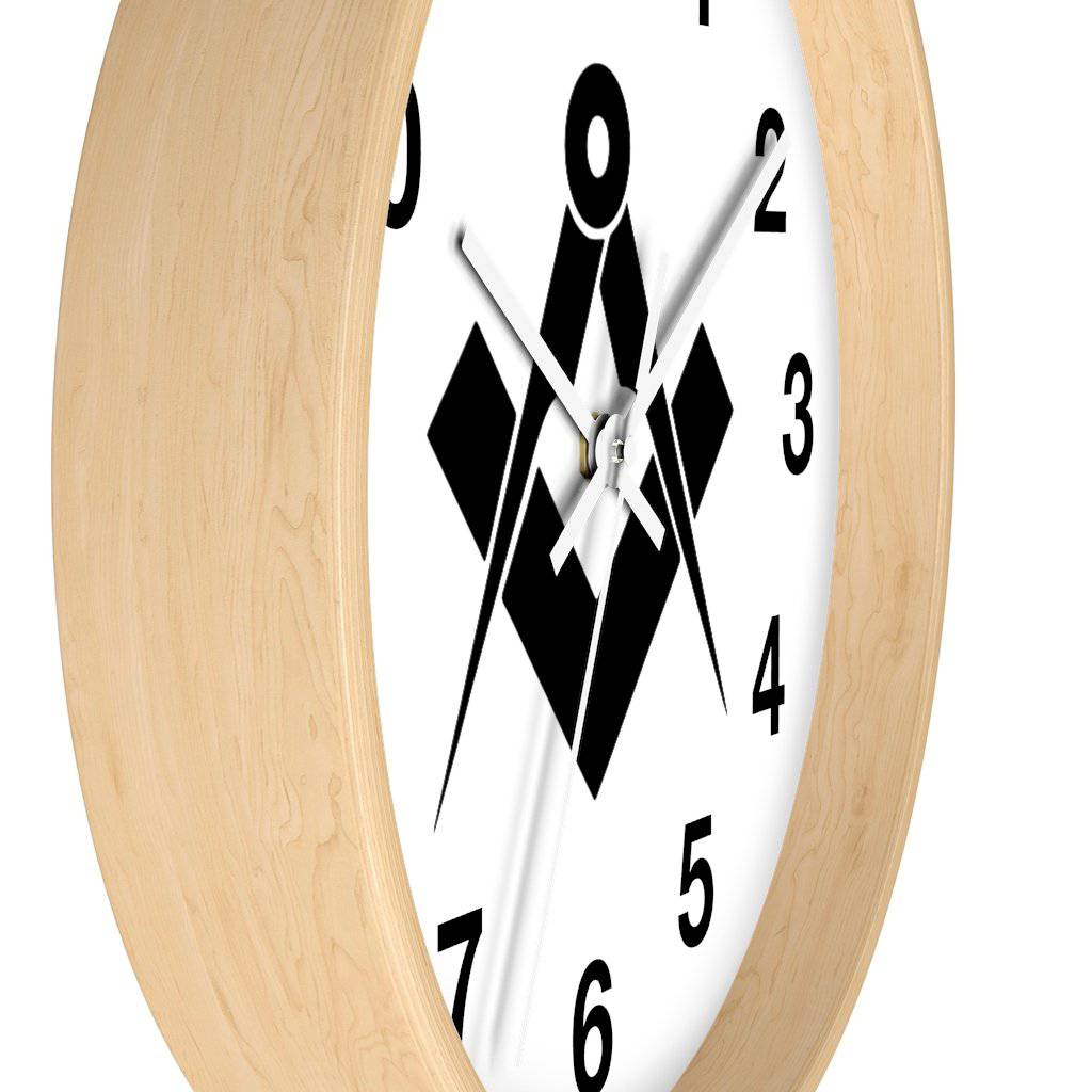 Master Mason Blue Lodge Clock - Square & Compass Wooden Frame - Bricks Masons