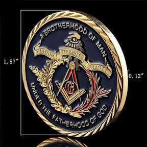 Master Mason Blue Lodge Coin - 14K Gold Plated A Brotherhood of Man Under the Fatherhood of God - Bricks Masons