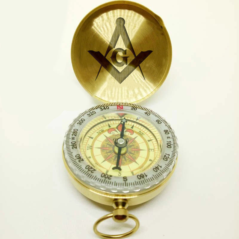 Master Mason Blue Lodge Compass - Gold Plating With Personalization - Bricks Masons