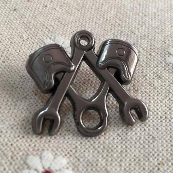 Master Mason Blue Lodge Lapel Pin - Piston Wrench Nickel - Bricks Masons