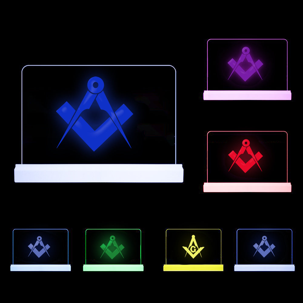 Master Mason Blue Lodge LED Sign - 3D Glowing light - Bricks Masons