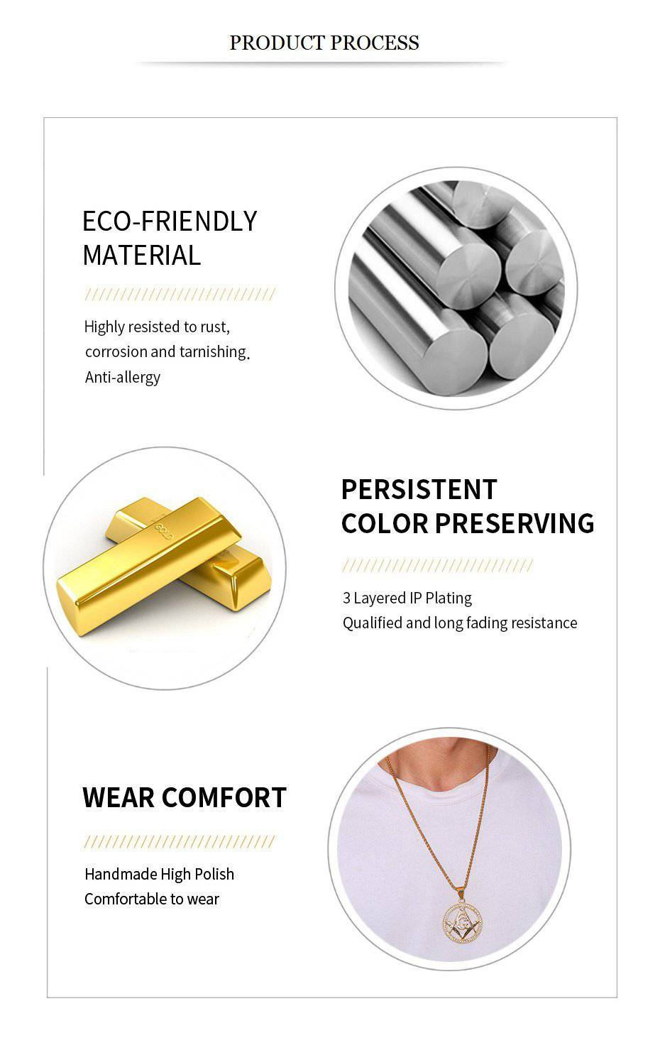 Master Mason Blue Lodge Necklace - Round Square Compass G - Bricks Masons